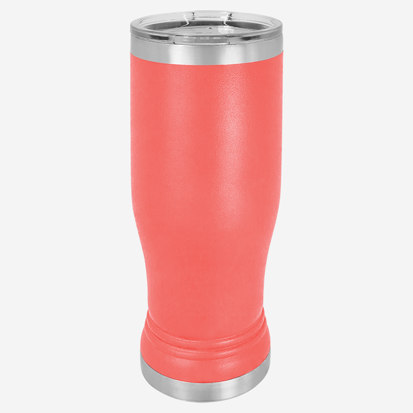 14 oz coral pilsner style tumbler with clear lid