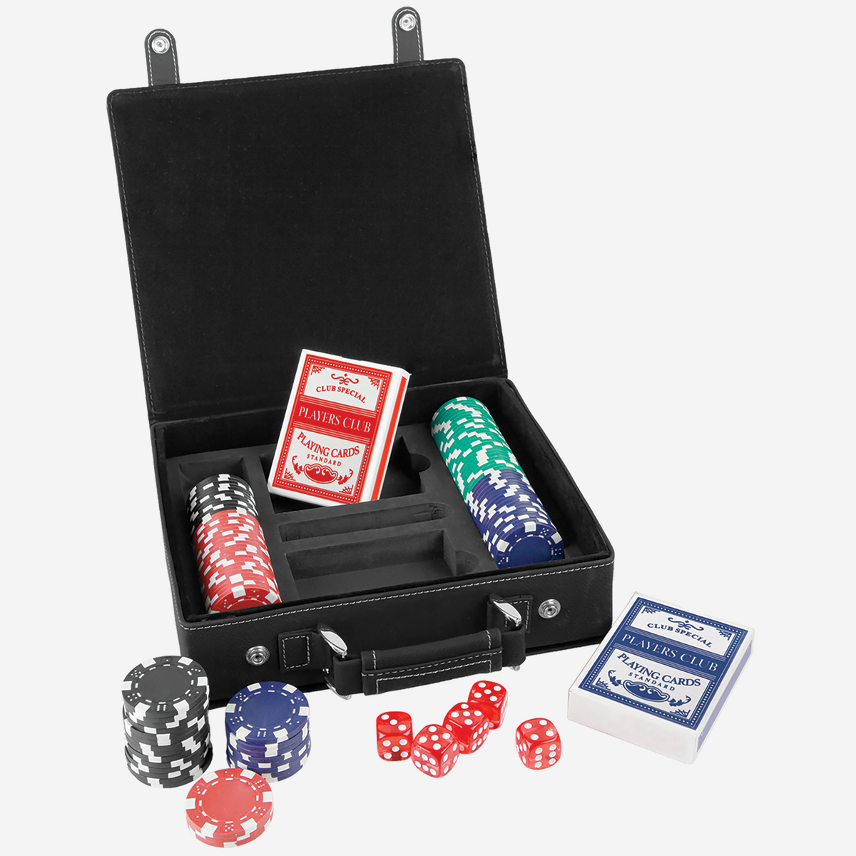 Black Laserable Leatherette 100 Chip Poker Set