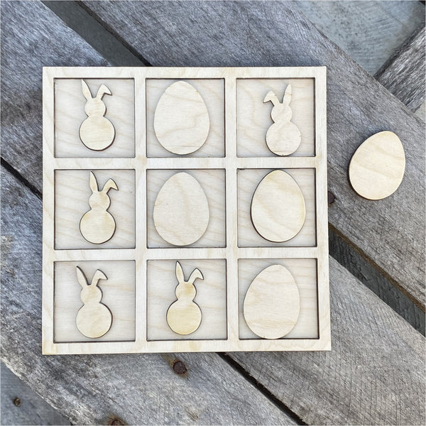 Antique White Easter Tic Tac Toe - Wooden