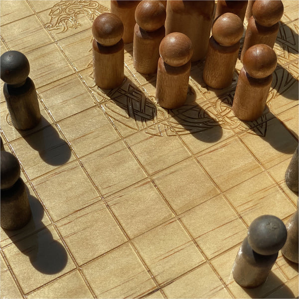 Dark Khaki Hnefatafl / Viking Chess Custom Board Game