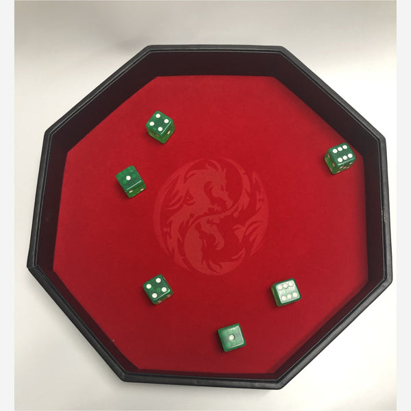 Firebrick Red Velvet Octagonal Dice Tray